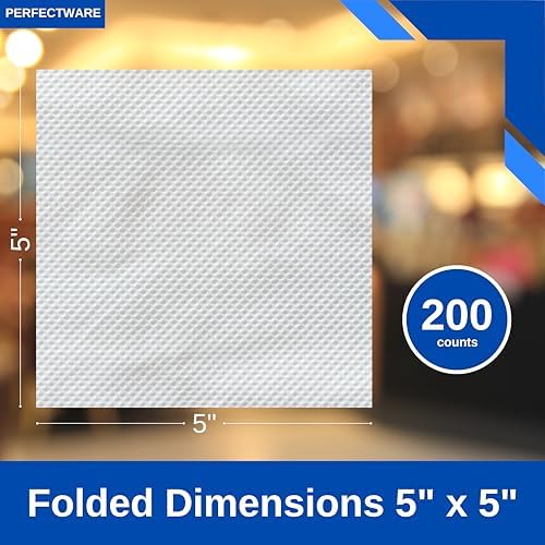 Perfectware 2 Ply White Beverage Napkins- Pack of 200ct, PW-2Ply White Bev-200