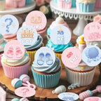 48 Pack Edible Boy or Girl Cupcake Toppers Wafer Paper Gender Reveal Cupcake Picks Baby Boy or Girl Cake Decor for Baby Shower Gender Reveal Party Cake Decorations Supplies