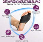 Orthopedic Metatarsal Pad,Breathable Ball of Foot Cushion with Anti-Slip Heel Grip,4 Sizes,Extra Thick Gel Pads & Adjustable Straps for Metatarsalgia relief.