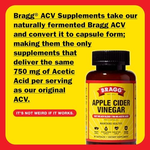 Bragg Organic Apple Cider Vinegar Capsules with Vitamin D and Zinc - 90 Count - Supports Immune System
