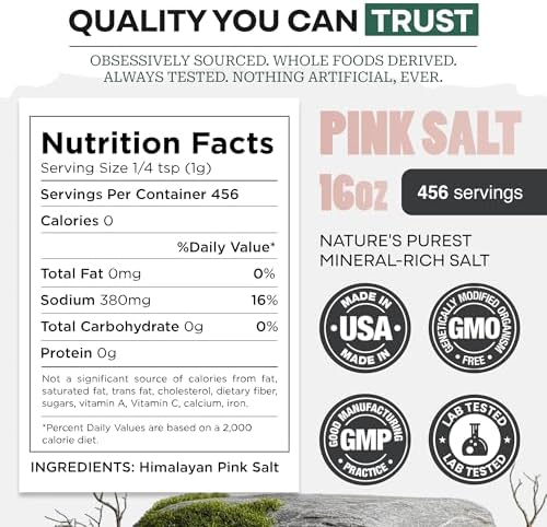 Wild Foods Organic Pink Himalayan Salt, Fine Ground for Table and Cooking, 16 oz | 100% Real, Pure, Unrefined | Pink Himalayan Sea Salt with 80+ Minerals & Electrolytes, Small Batch, Ethically Sourced