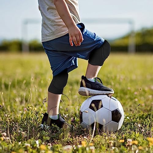 Sibba Kids Knee Pad, Breathable Elastic Knee Brace, Anti-Slip Padded Sponge Knee Protector for Volleyball Dance Running Skating Basketball Football Sports (Black)