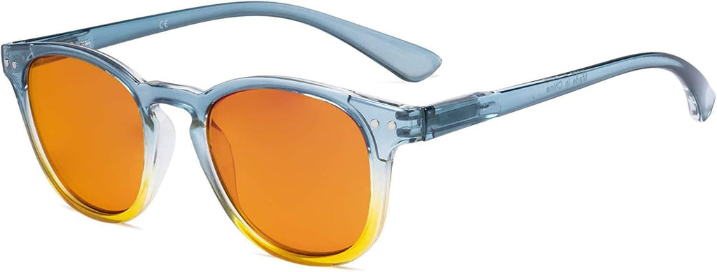 Eyekepper Ladies Blue Light Blocking Reading Glasses with Orange Tinted Filter Lens - Night Sleep Computer Readers Women - Blue-Yellow Frame +2.00