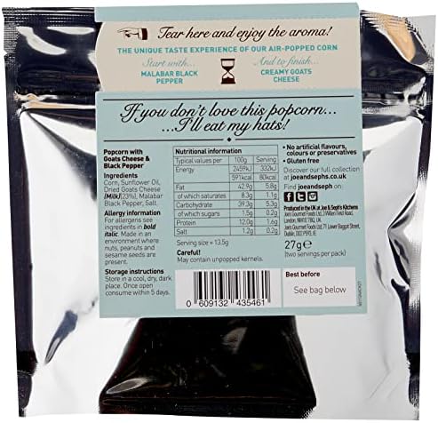 Joe & Seph's Bestsellers Selection (5x30g) Gourmet Popcorn, Salted Caramel, Toffee Apple & Cinnamon, Caramel & Belgian Chocolate and Goat's Cheese & Black Pepper, gift, movenight snack, airpopped