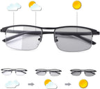 LJIMI Photochromic Progressive Multifocus Reading Glasses Transition Sun Readers Anti Blue Light Sunglasses for Men Women