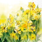 IHR Ideal Home Range Cocktail Napkins Disposable 3-Ply Paper Party Napkin Pack, 5" x 5", Sunny Wildflowers (Yellow), 20-Count