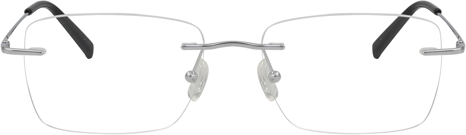 Eyekepper Titanium Rimless Reading Glasses Frameless Rectangle Readers Women Men Silver +0.50