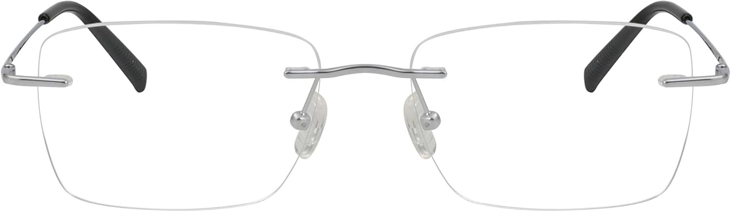 Eyekepper Titanium Rimless Reading Glasses Frameless Rectangle Readers Women Men Silver +1.75