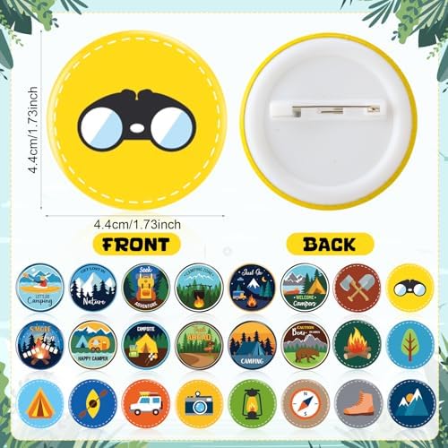 Eaasty 120 Pcs Scout Camping Pins Bulk Outdoor Nature Camp Badges Pins Halloween DIY Costume Accessories for Camping Party Favors Home Decoration