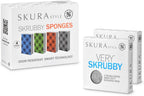Skura Style Sponges & Scouring Pads Set — 4 Odor Free, Non-Scratch Kitchen Sponges + 4 Very SKRUBBY Heavy-Duty Scouring Pads for Caked-On/Baked-On Messes