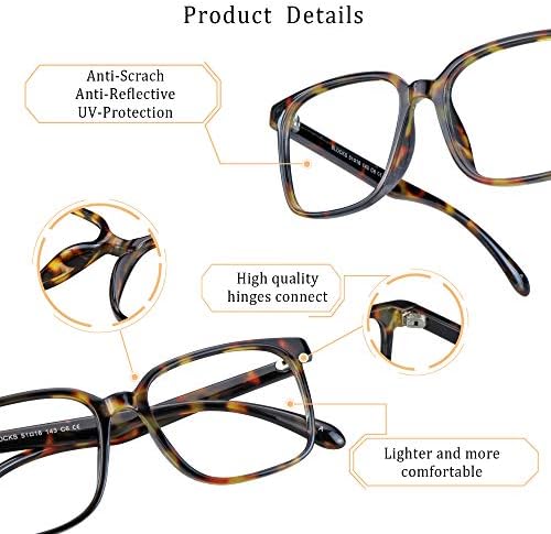 LifeArt Blue Light Blocking Glasses, Anti Eyestrain, Computer Reading Glasses, Gaming Glasses, TV Glasses for Women Men, Anti Glare (Amber, 1.75 Magnification)
