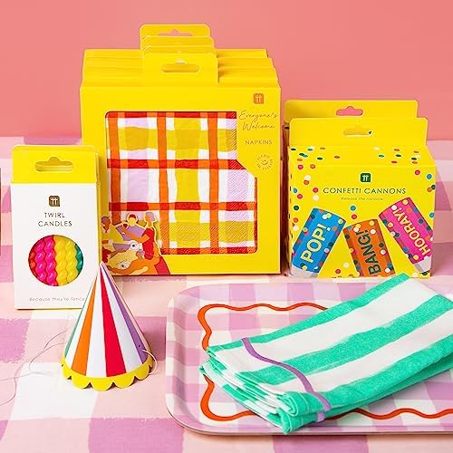 Talking Tables 20 x Gingham Pattern Napkins - Colourful Paper Serviettes, Disposable Tableware for Easter, Birthday, Picnic, Summer, Decoupage
