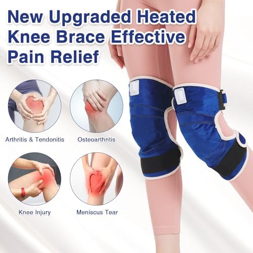 AOBOCO 1 Pair Heating Pad for Knee Pain Relief & Arthritis - Upgrade Heated Knee Wraps 30s Fast Heat - Knee Braces for Knee Treatment Men and Women Auto Shut Off & 86℉-158℉