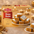 Bikaji Besan Burfi | Halwa 12 oz (340g), Traditional Gram Flour Sweets, Authentic Indian Mithai, Soft & Rich Barfi, Festive Dessert & Gifting Sweet Box, Ready-to-Eat Indian Treat