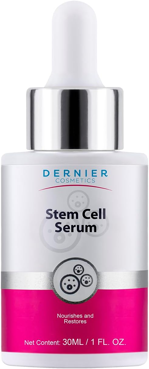 Dernier Stem Cell Face Serum – 3% Bio-Vegan Stem Cells, 1% Hyaluronic Acid, 0.3% Allantoin | Overnight Hydrating Serum for Smoother-Looking Skin & Youthful Appearance (1 fl oz)