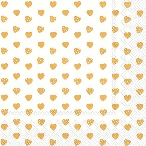 IHR Lunch Paper Napkins, 20-Count, 6.5 x 6.5-Inches, My Little Sweetheart Gold