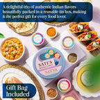 Satya Blends Indian Spice Set of 3 - Cliantro Chutney, Curry Kamaal & Sona Saffron | Vegan | Gluten & Dye Free | Low Sodium | Authentic Indian Spices and Seasoning Gift Set (Pack of 3)