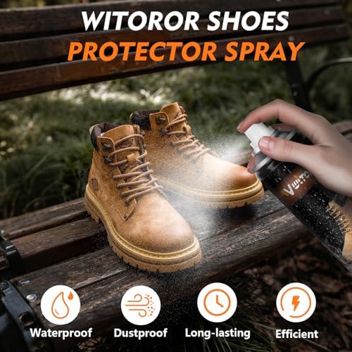 WITOROR Shoe Protector Spray, 10.56 Oz, Rain & Stain Waterproof Nano Protection for Sneaker, Leather, Nubuck, Suede & Canvas