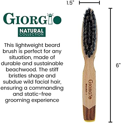 Giorgio G87 Gentleman's Tokyo Folding Pocket Comb, Flexible Men's Hair, Beard and Mustache Pocket Comb. Hand-Made of quality Durable Cellulose Acetate + GBRD1 6 Inch Beard and Mustache Brush