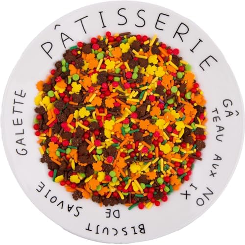 Sentovac Thanksgiving Autumn Sprinkles Edible Maple Leaves Fall Confetti Sprinkles for Cake Decorating Cookie Cupcake Topper Baking Decorations Thanksgiving Halloween Christmas Supplies
