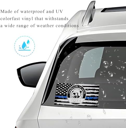2PCS Thin Blue Line Sticker Code 4, Police Support Sticker American Flag Thin Line Decal, Waterproof Thin Line Flag Stickers Support Law Enforcement for Car Window Laptop (Larger)