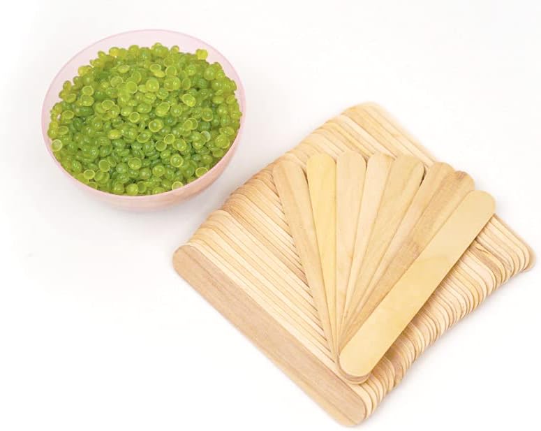 Huini 300 Count Salon Waxing Hair Removal Large Wooden Spatulas Wax Applicator 6 x 3/4in