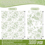 100 Pcs Floral Guest Napkins Disposable Green Wildflower Paper Napkins Green Flower Dinner Hand Towels for Bathroom Party Supplies Table Decorations