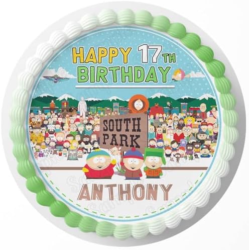 7.5 Inch Edible Cake Topper – Park Kids Boys Girls Fun Themed Birthday Party Collection of Edible Cake Decorations round