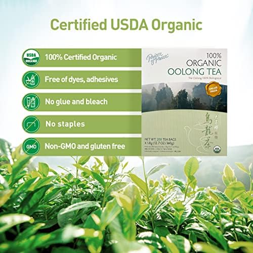 Prince of Peace 100% Organic Oolong Tea, BEST VALUE Family Size, 200 Tea Bags