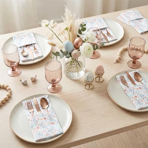 50 Pcs Easter Napkins， Bunny Flower Easter Eggs Disposable Decorative Hand Spring Paper Napkin for Decoupage Kitchen Party Supplies Table Decor，2 Ply Disposable Dinner Guest Napkin (easter)