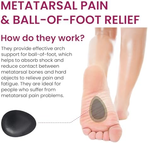 4-Pair Metatarsal Pads for Pain Relief - Bukihome Ball-of-Foot Cushions for Forefoot Support Fatigue Relief, 1/3" Thick Soft Ball-of-Foot Pads for Metatarsalgia Morton’s Neuroma, Men Women (S)