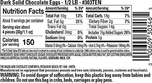 Madelaine Chocolates Easter Eggs (1/2 LB) Solid Premium Dark Chocolate Eggs Foiled In Assorted Solid Jewel-tone Colors - Traditional Easter Basket Mainstays (1/2 LB)