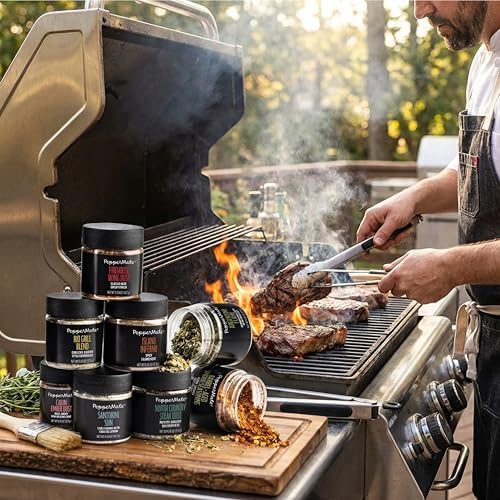 22-Spice Grilling Seasoning Gift Set for Men - All-Natural Non-GMO Rubs & Seasonings for BBQ, Steak, Chicken, Seafood - Spice Kit for Dad, Husband - Father's Day, Christmas, Holiday Gift - PepperMate