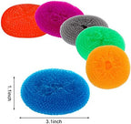 Blulu Plastic Dish Scrubbers for Dishes Pot Round Nylon Pad, Mesh Scouring Non Scratch Pads(Rainbow Colors,15 Pieces)