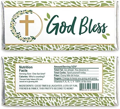 Big Dot of Happiness Elegant Cross - Candy Bar Wrapper Religious Party Favors - Set of 24