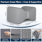 BlissTrends Memory Foam Knee Pillow, Knee Pillow for Side Sleepers, Leg Pillows for Sleeping Blood Circulation, Elevation Pillow for Spine Aligning, Sciatica, Back, Hip, Knee, Ankle Pain, Grey