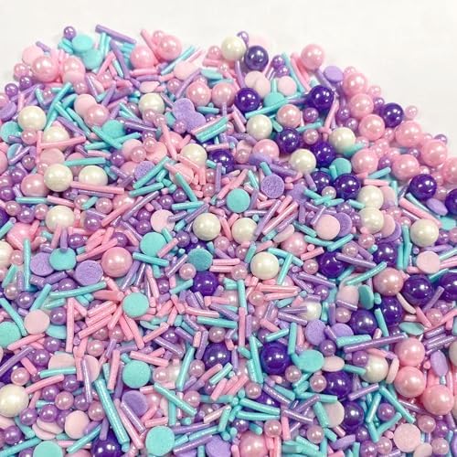 PhilaeEC Pastel Sprinkles Edible for Cake Decoration White Pink Purple Blue Mix Sprinkles Cake Baking Cookie Cupcake Toppers Decoration Vanlentine Easter Wedding Supplies