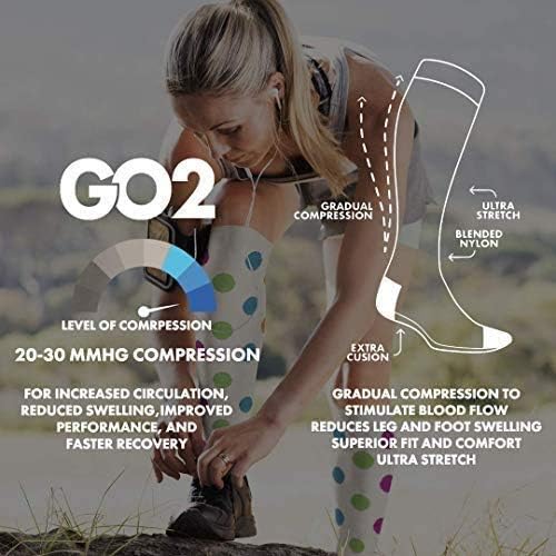 Go2Socks Compression Socks for Men Women Nurses Runners 20-30mmHg Medical Stocking Athletic(NEW Black 2 Pair, XL)
