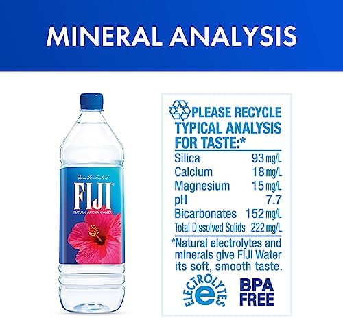 FIJI Natural Artesian Bottled Water 1.5 Liters / 50.7 Fl Ounce (Pack of 12) - 100% Natural Electrolytes