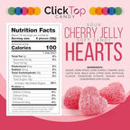 Cherry Jelly Hearts | 18 Ounce Jar | Dye Free Candy | Sour Candy Hearts for Dessert Topping, Gifting, and Holiday Buffets | Classic Soft Cherry Jellies