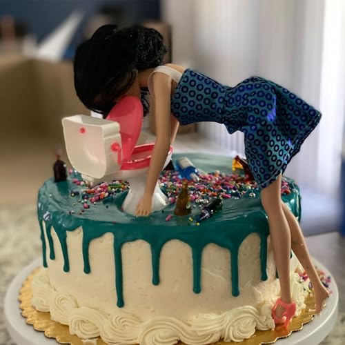 SAMCAMI 21st Birthday Cake Topper, Mini Alcohol Bottles and Mini Toilet, Miniature Things, Miniature Dollhouse Accessories (No.1)