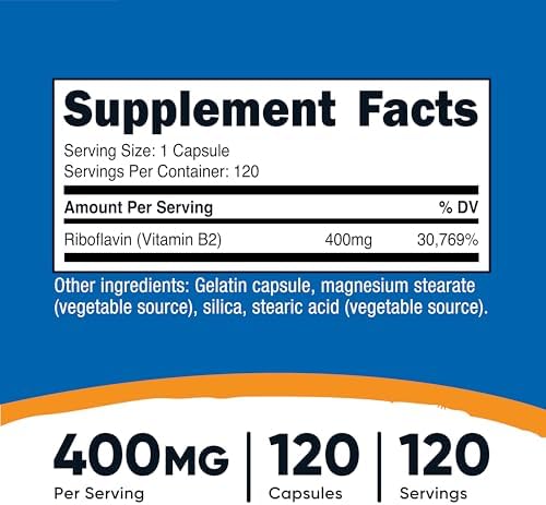 Nutricost Vitamin B2 (Riboflavin) 400mg, 120 Capsules - Gluten Free, Non-GMO