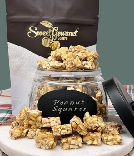 SweetGourmet Classic Old-Fashioned Peanut Butter Squares, Peanut Brittle Candy, 2 Pound