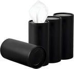 4PCS Car Tissue Holder, Round Tube Car Tissues Box Stylish Cup Holder Decor with Facial Tissues, Portable Cylinder Refillable Paper Napkin Container for Vehicle Home Office (Black)
