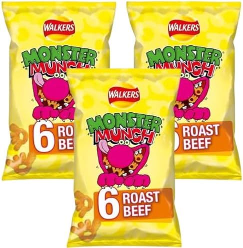 Generic Crisps Bundle with Walkers Monster Munch Roast Beef Multipack Snacks 6x20g (3 Pack)