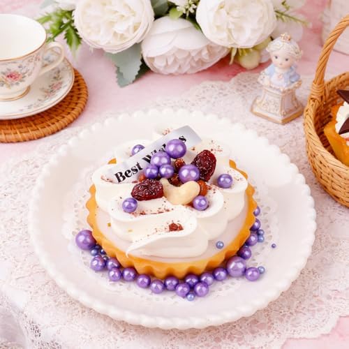 Purple Pearl Sprinkles for Cake Decorating, 4 Sizes Sugar 130g/4.6oz, Cupcake, Ice Cream, Donuts, Macaron Toppings Supplies (2mm, 4mm, 7mm, 1cm)