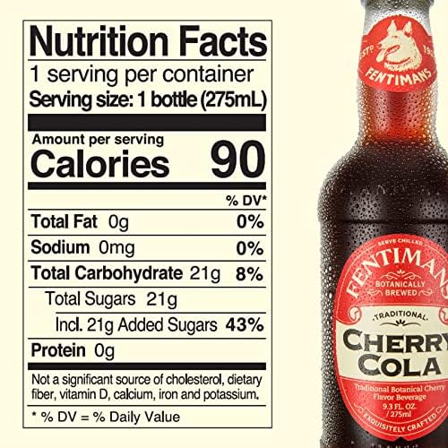 Fentimans Sparkling Cherry Cola - Cherry Soda, Craft Soda, Soft Drink with Natural Ingredients, No Artificial Colors, Flavors or Preservatives, Botanically Brewed - 9.3 Fl Oz (Pack of 12)