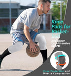 HiRui Knee Pads for Kids Youth Adult, Basketball Baseball Knee Brace Knee Support, Collision Avoidance Kneepad Compression Knee Sleeve for Volleyball Football Cycling Running-1Pair (White, M)