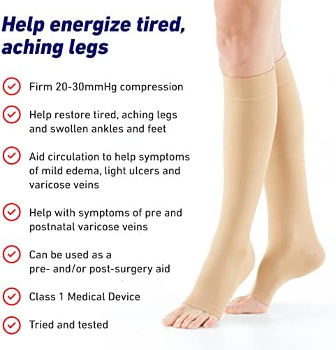 Neo G Therapeutic Compression Socks for Women 20-30 mmhg knee high - for spider or varicose veins, swollen legs, feet, ankles, edema. Closed or Open Toe Compressions Socks for Women