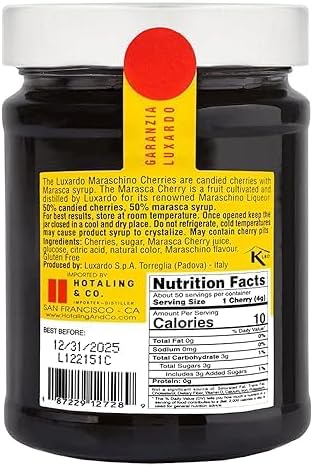 Luxardo Gourmet Cocktail Maraschino Cherries | for Old Fashioned, Manhattan and Desserts, 400G Jar. [Pack of 2]